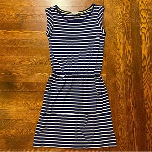 Boden Navy & White Striped Sleeveless Jersey Dress w Pockets Size 2P
